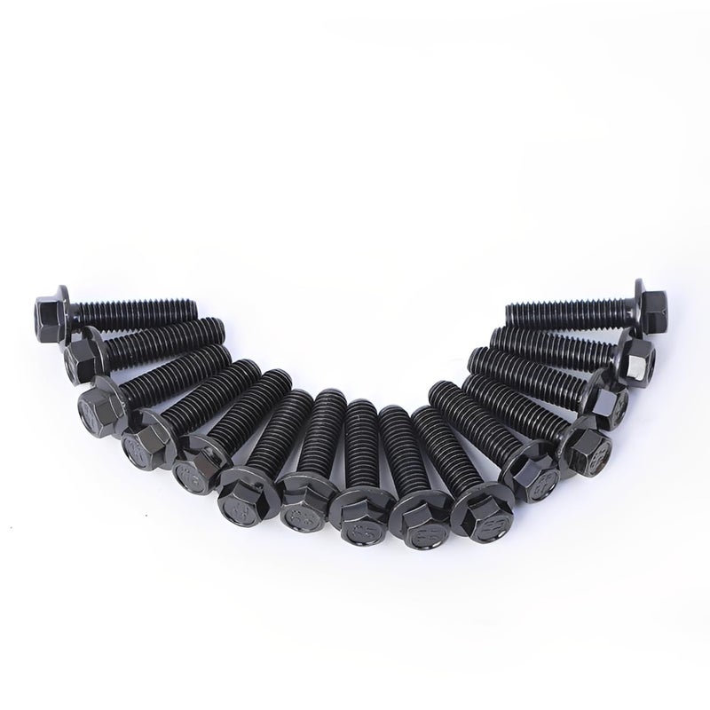 Minho M8-1.25 x 30mm Flange Head Bolts in Carbon Steel Material,Flange Hexagon Screws Come with Flange Nuts,Black Oxide Finish Plated,Full Thread, 15 Sets - Image 5